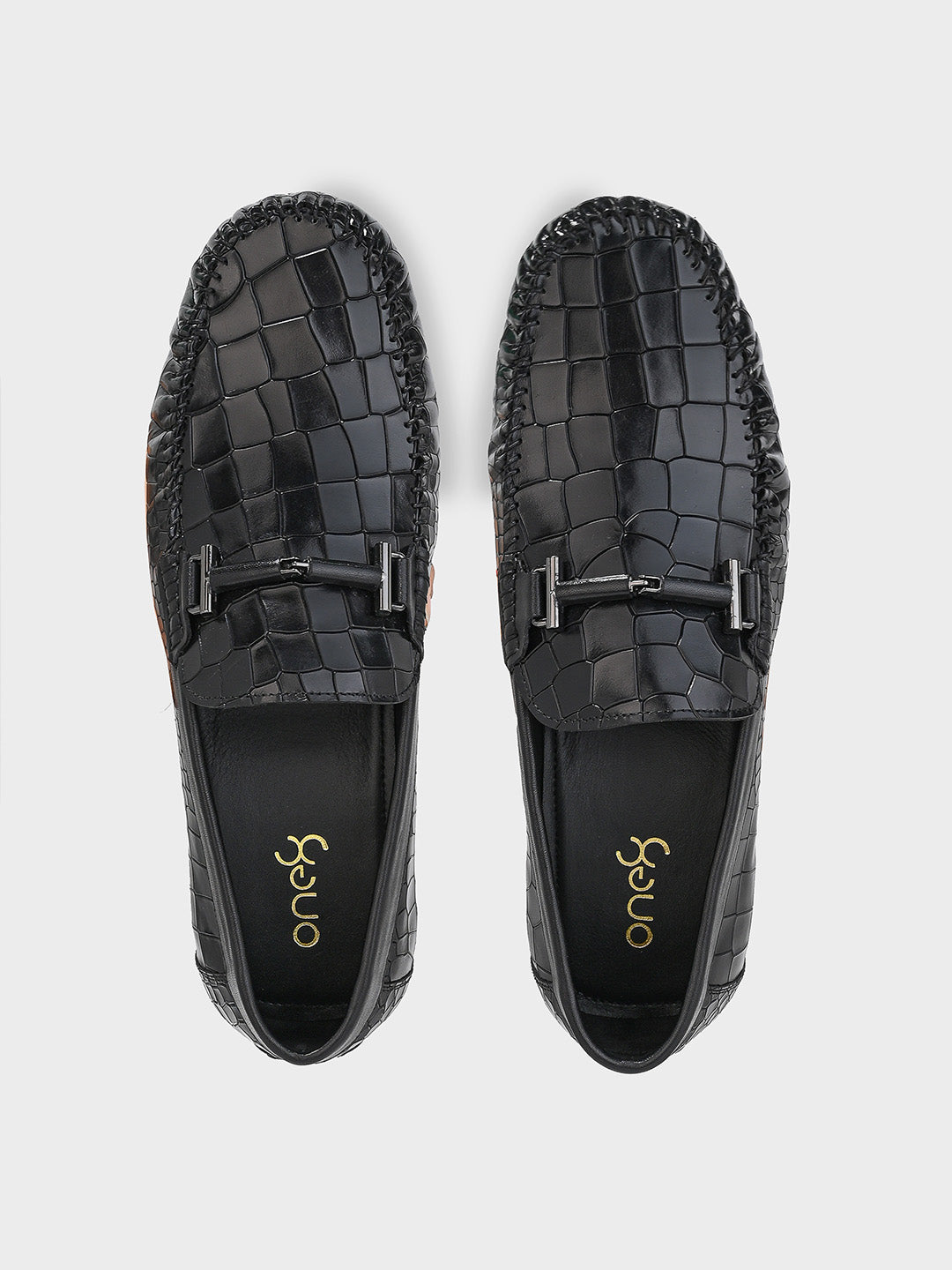 Sleek Black Leather Men's Slip-On Loafer Shoes
