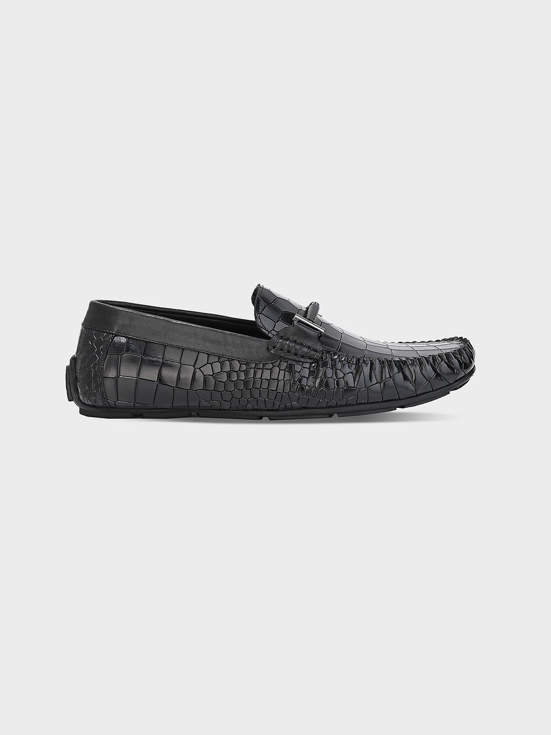 Sleek Black Leather Men's Slip-On Loafer Shoes – One8 Select