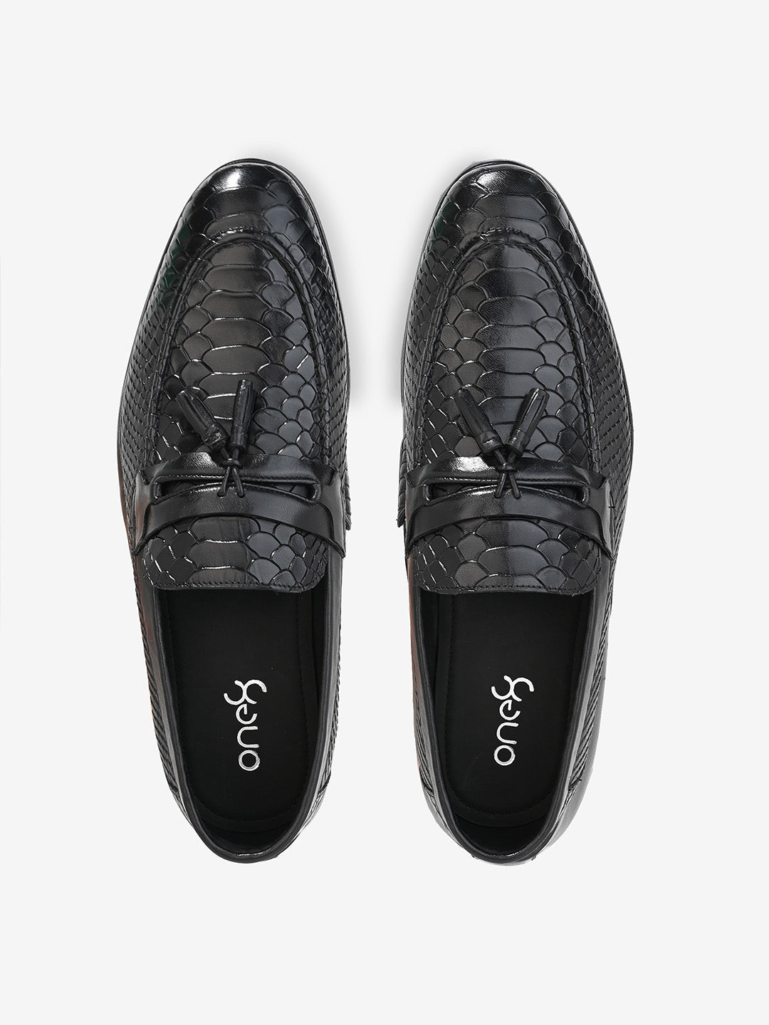 Classic Black Leather Men's Tassel Slip-On Shoes