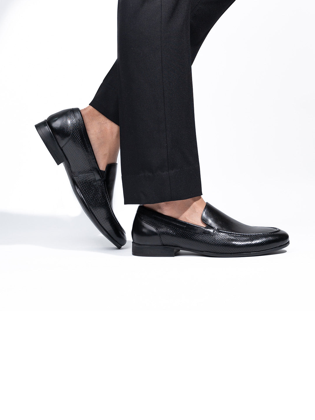 Men's Black Leather Hook & Loop Sandals