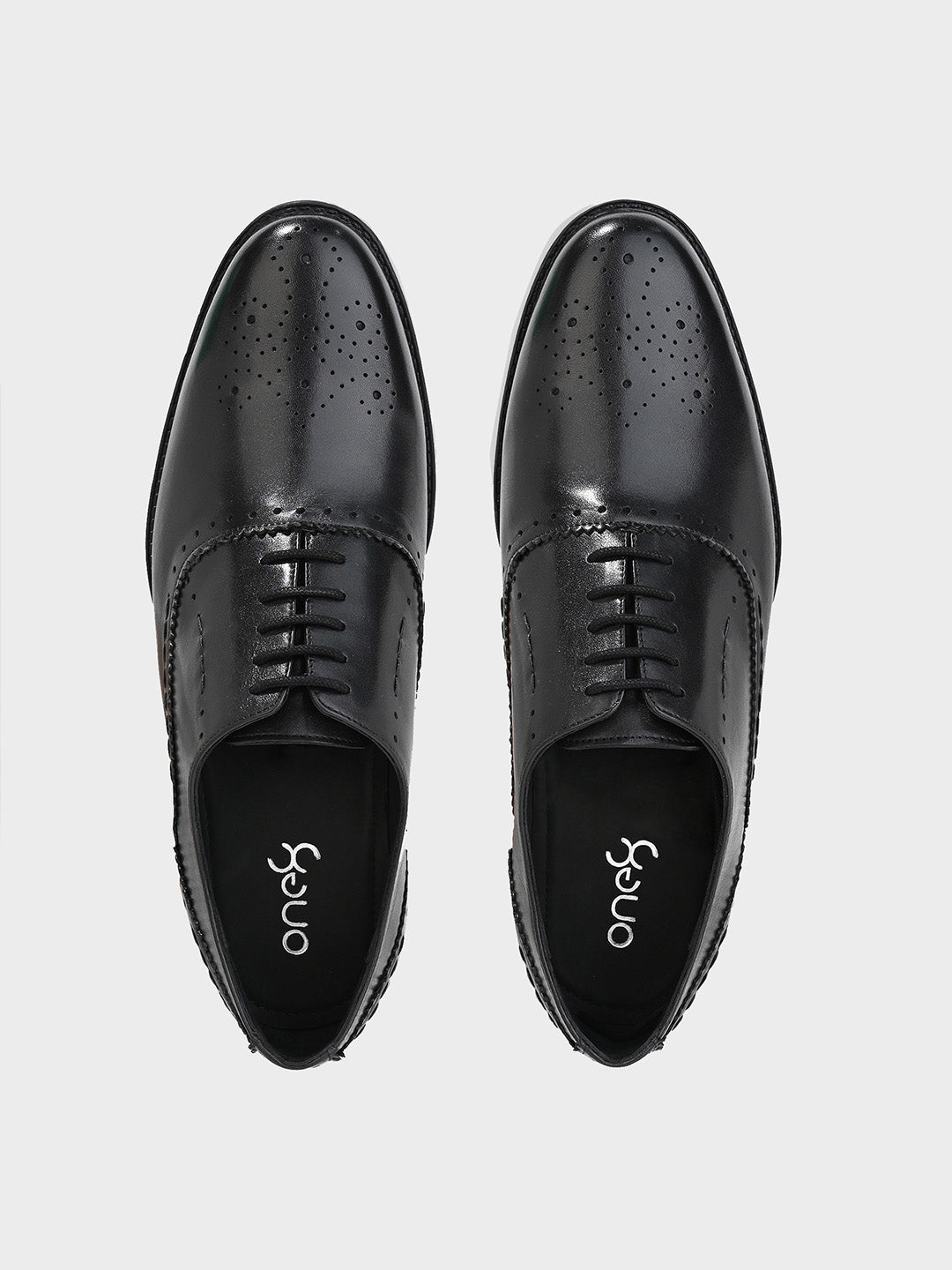 Men's Black Leather Brogue Lace-Up Shoes