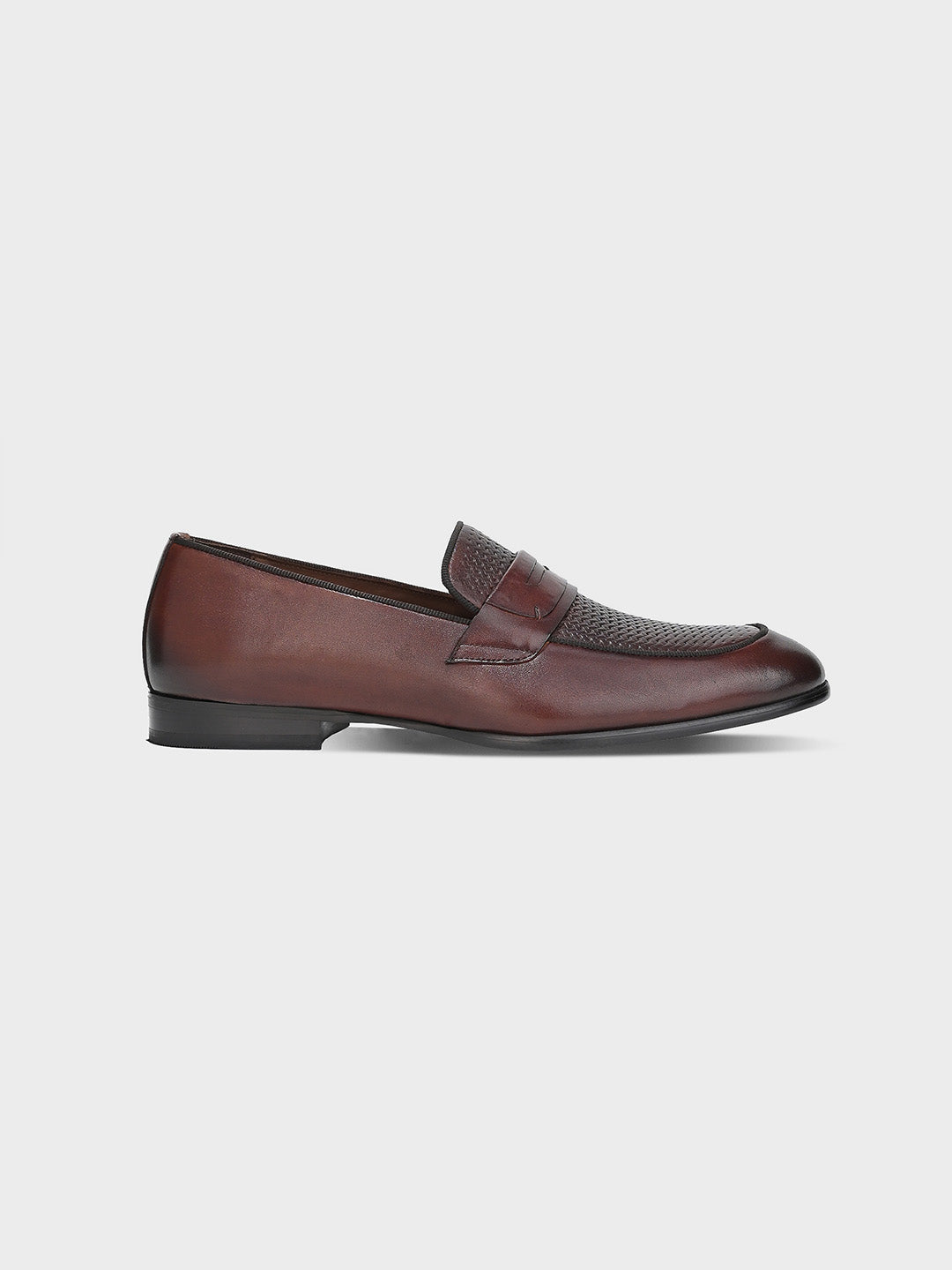 Classic Brown Leather Men's Slip-On Loafer Shoes