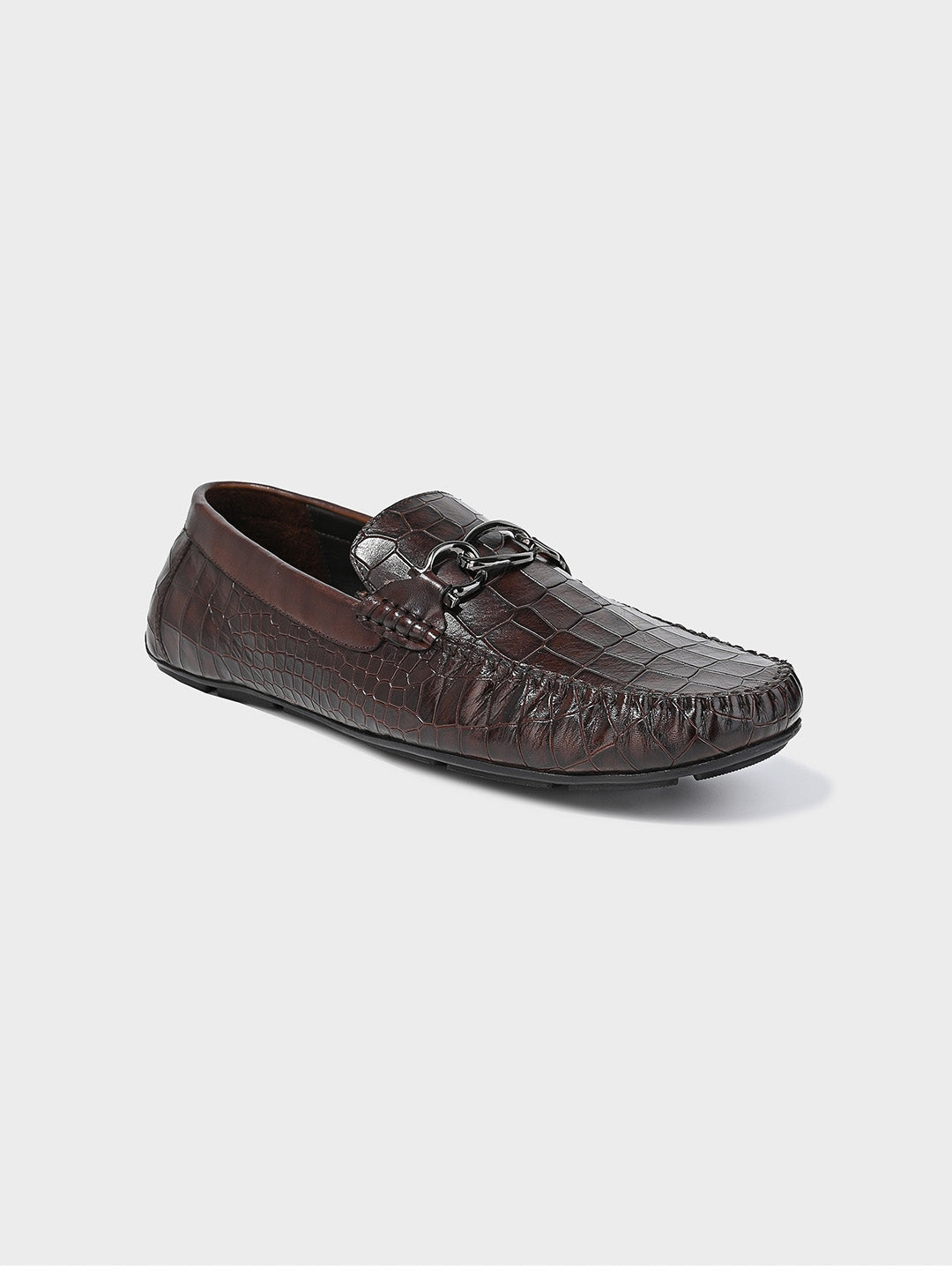 Classic Brown Leather Men's Slip-On Loafer Shoes