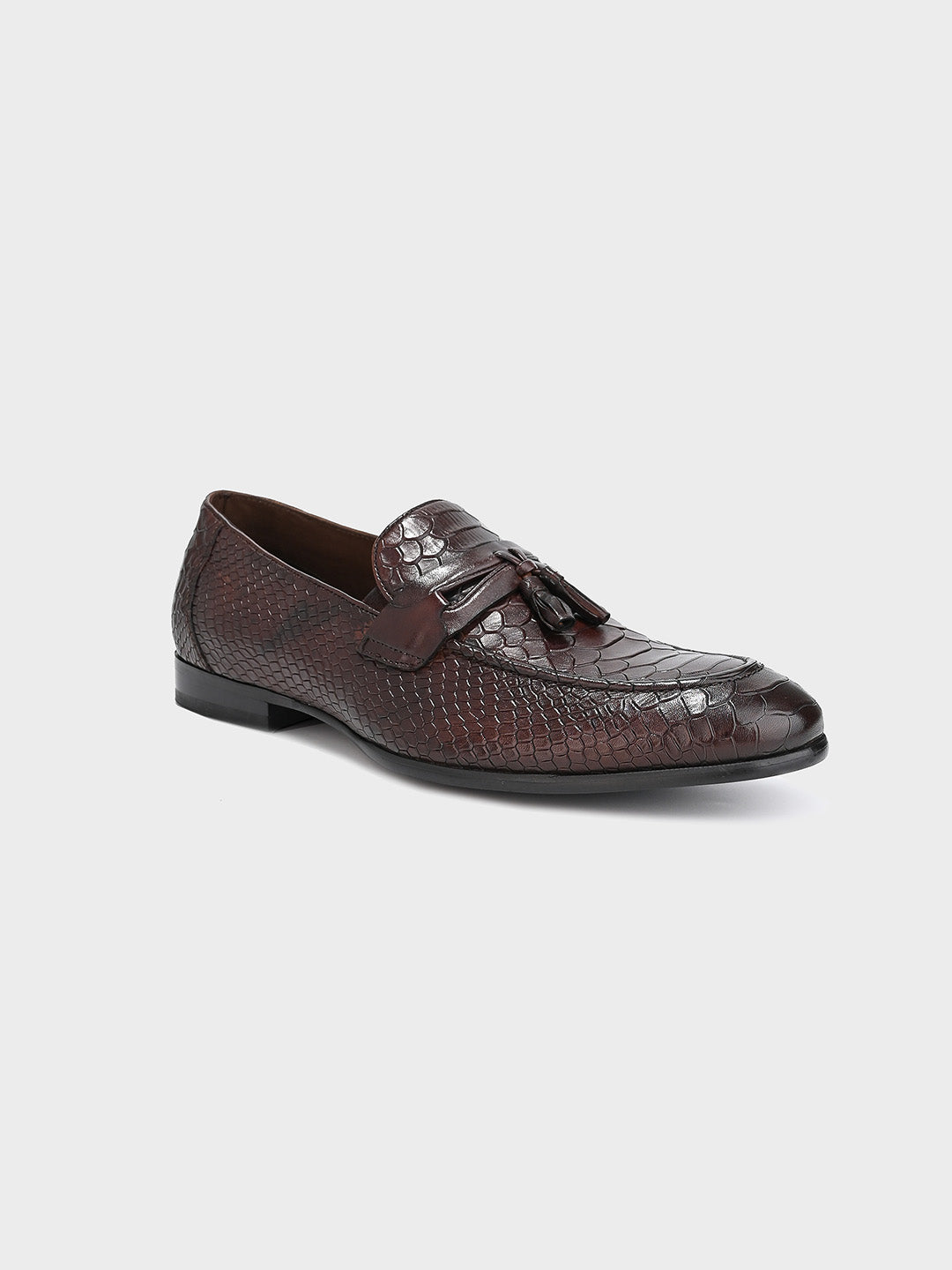 Classic Brown Leather Men's Tassel Slip-On Shoes
