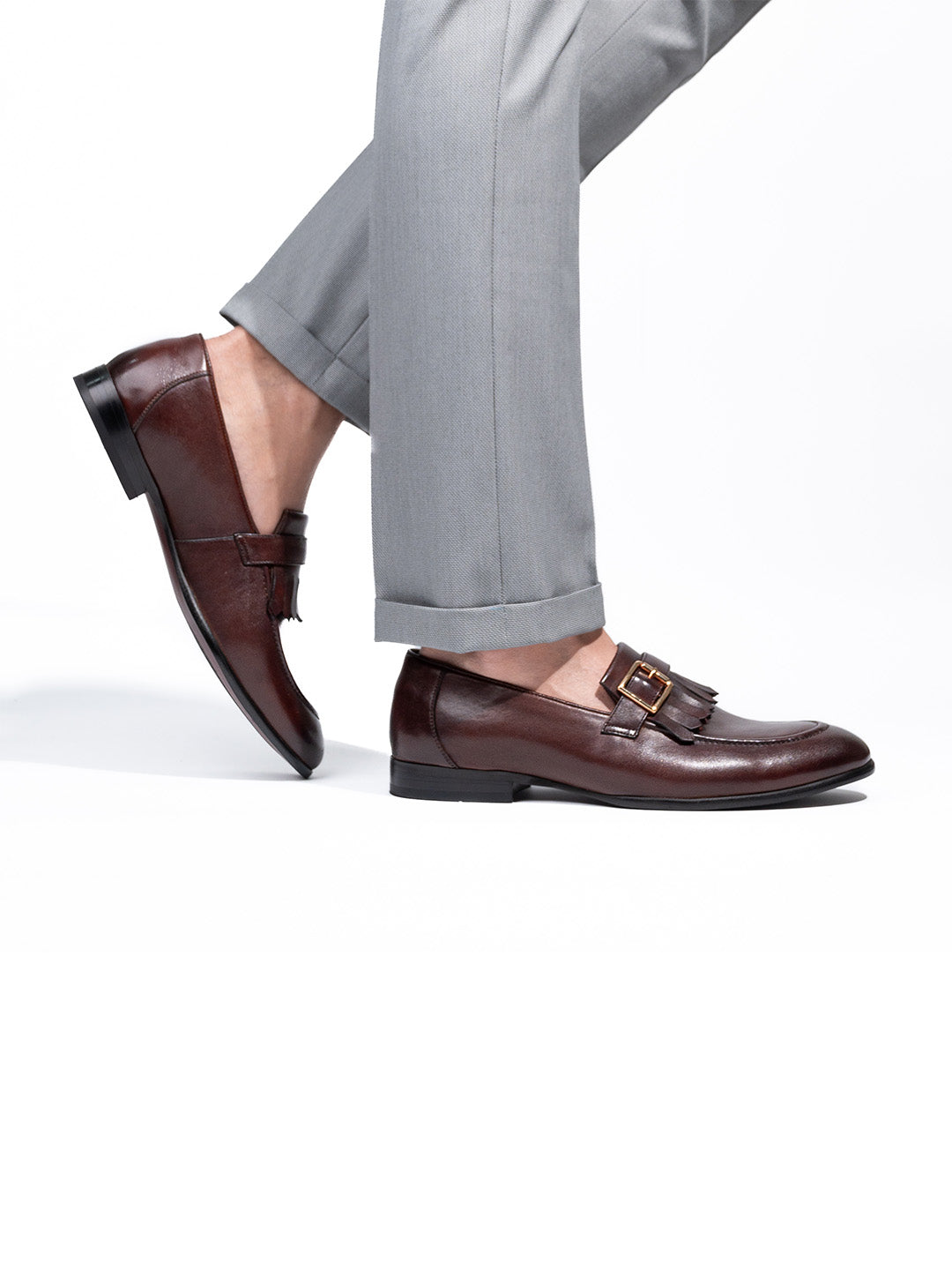Men's Brown Leather Slip-On Loafer Shoes