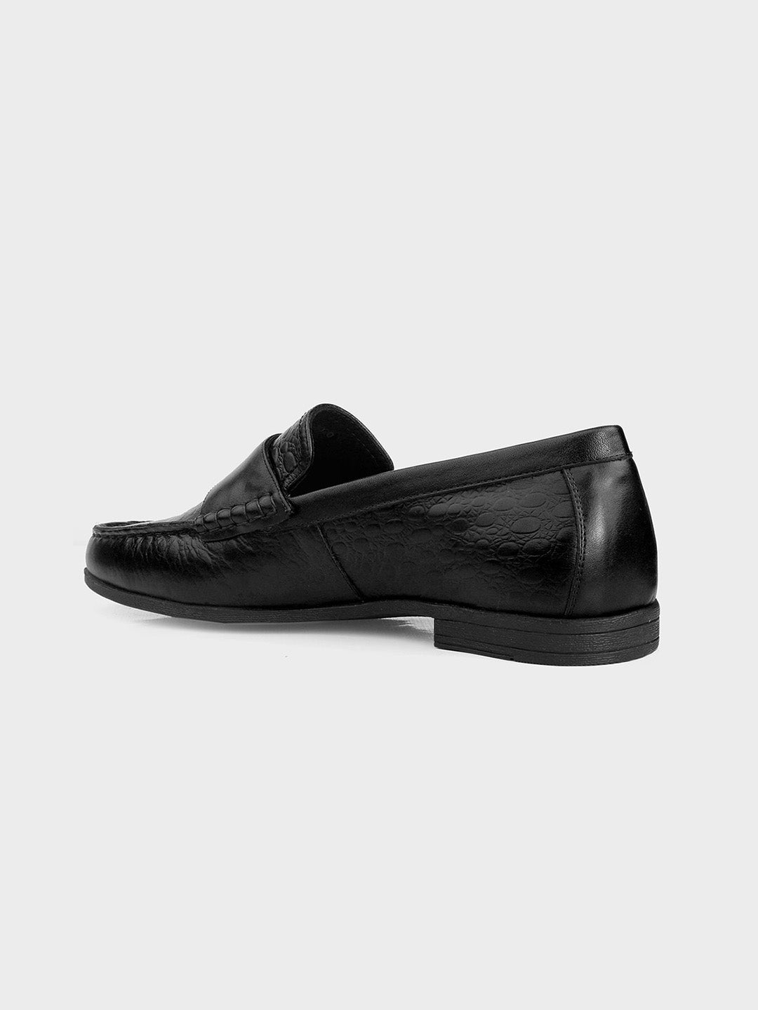 Men's Black Leather Slip-on Monk Shoes