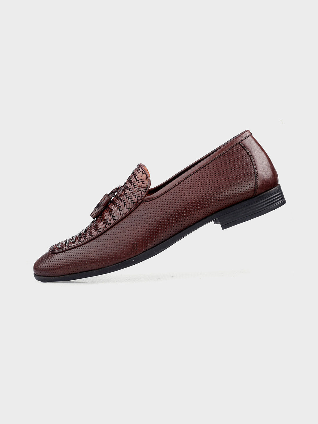 Men's Classic Brown Leather Slip-On Tassel Shoes