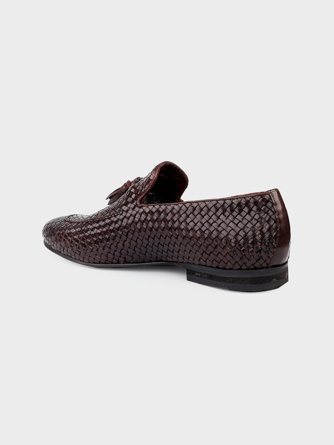 Brown Leather Men's Slip-On Tassel Shoes