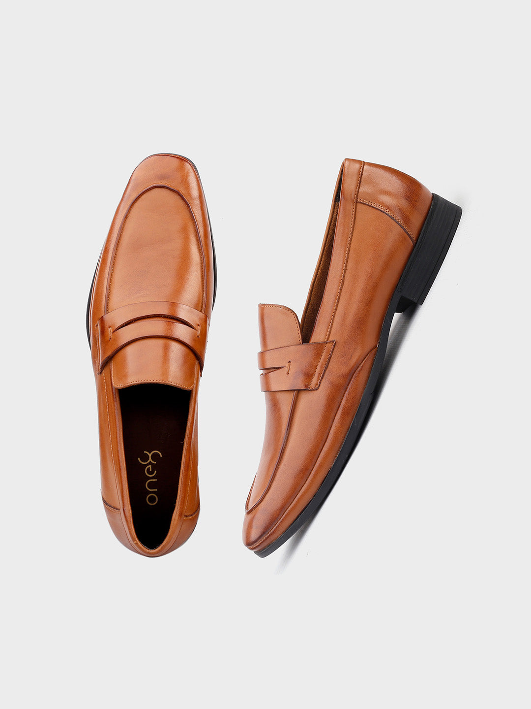 Tan Leather Men's Slip-On Loafers