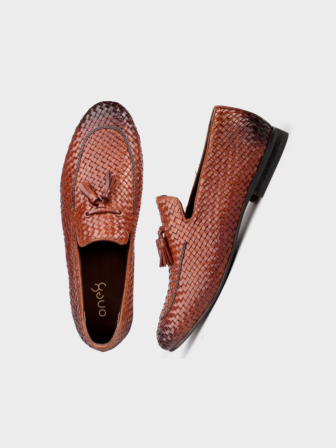 Tan Leather Men's Slip-On Tassel Shoes