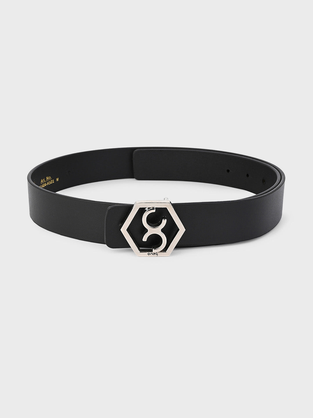 Black Signature Hexagon Buckle Belt