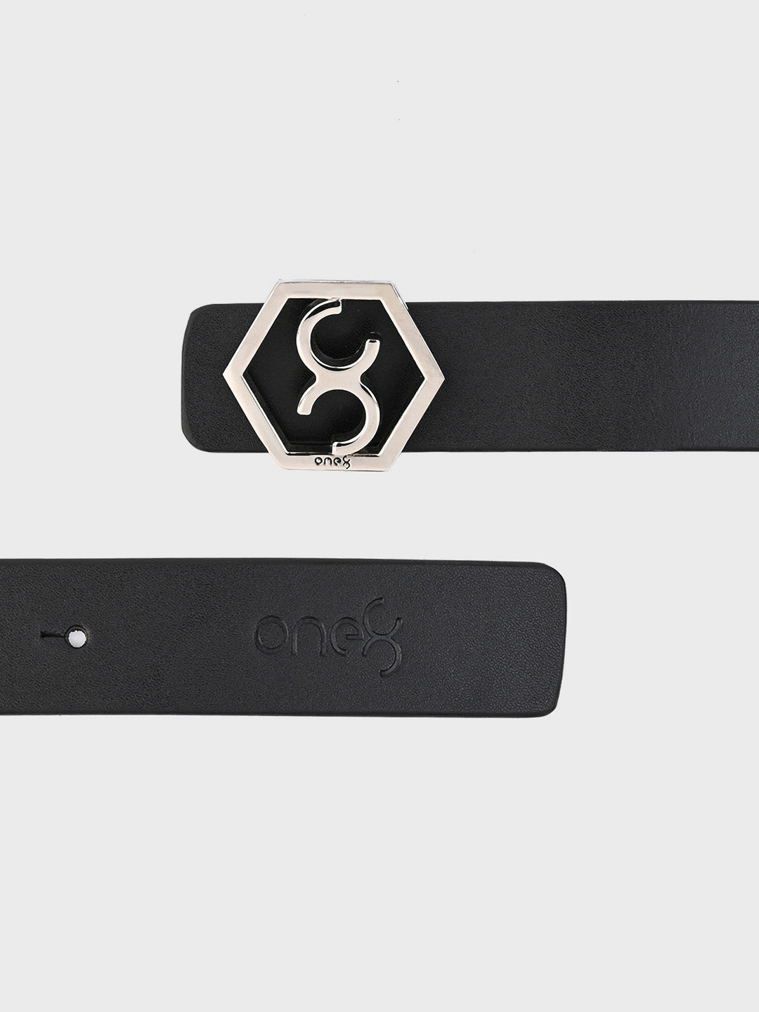 Black Signature Hexagon Buckle Belt