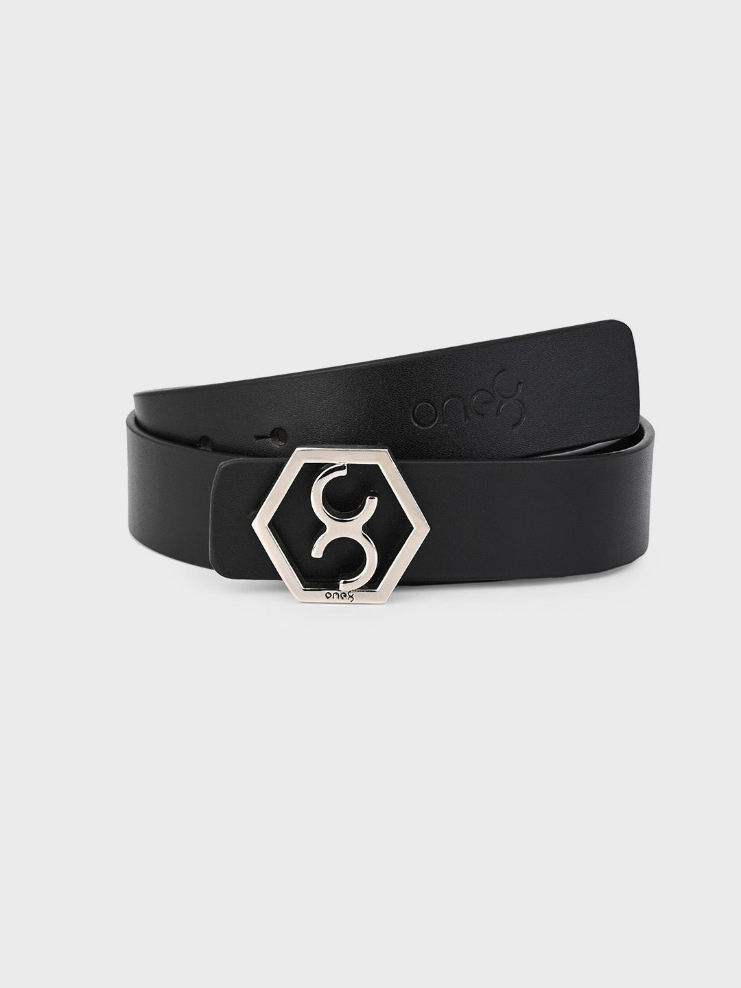 Black Signature Hexagon Buckle Belt