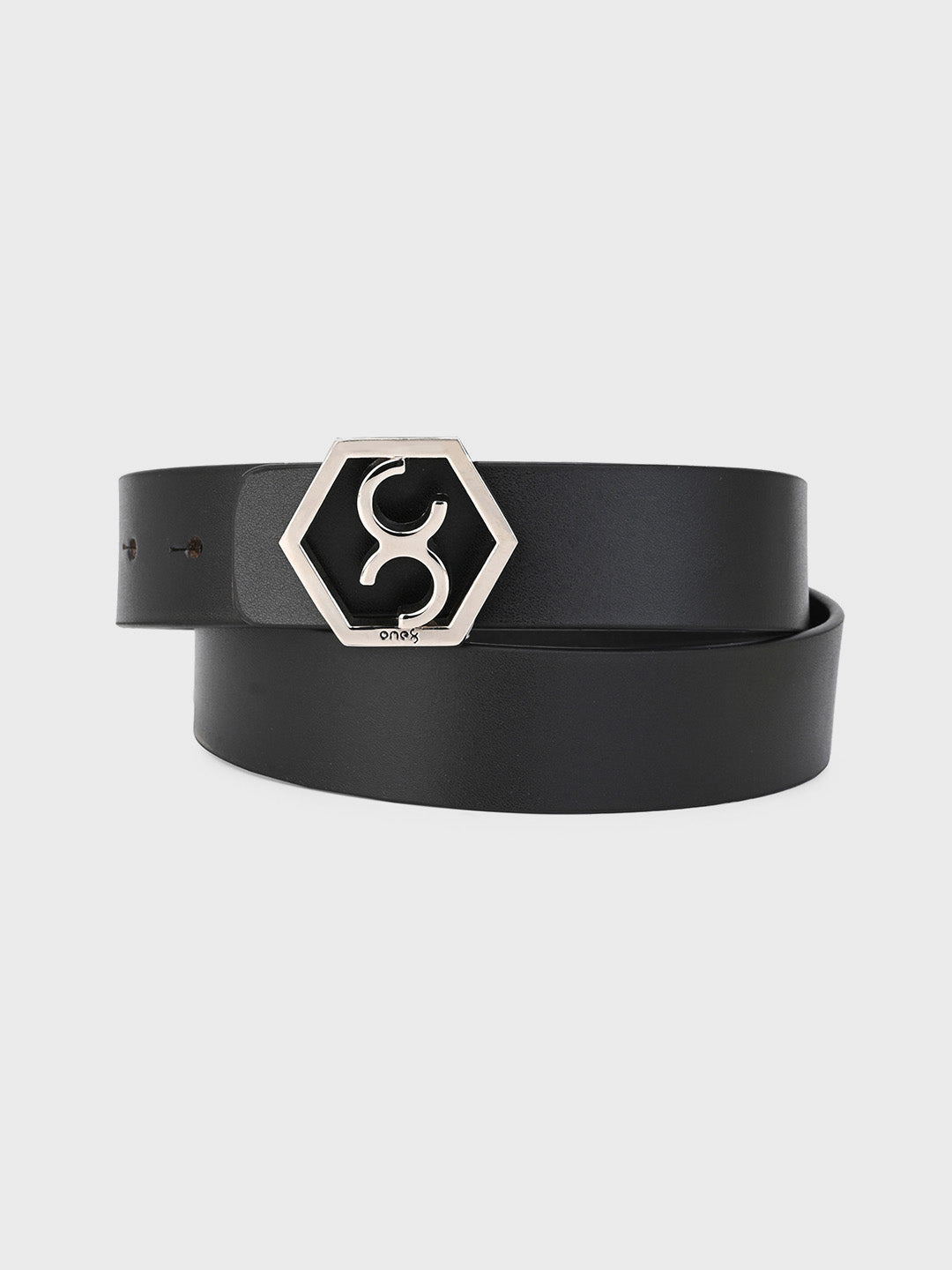 Black Signature Hexagon Buckle Belt