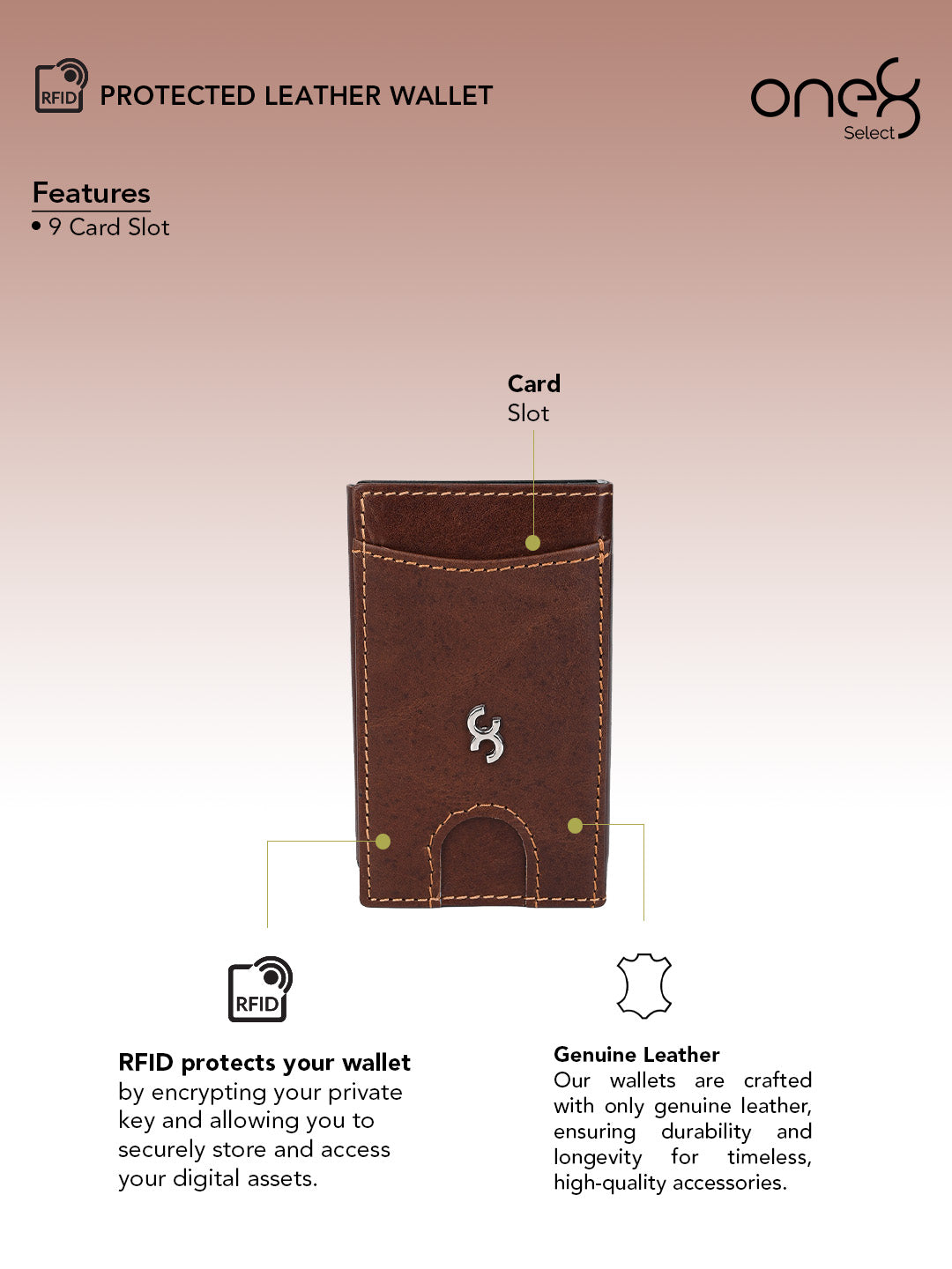 Brown Aluminum Pop-Up Card Holder with Leather Cover