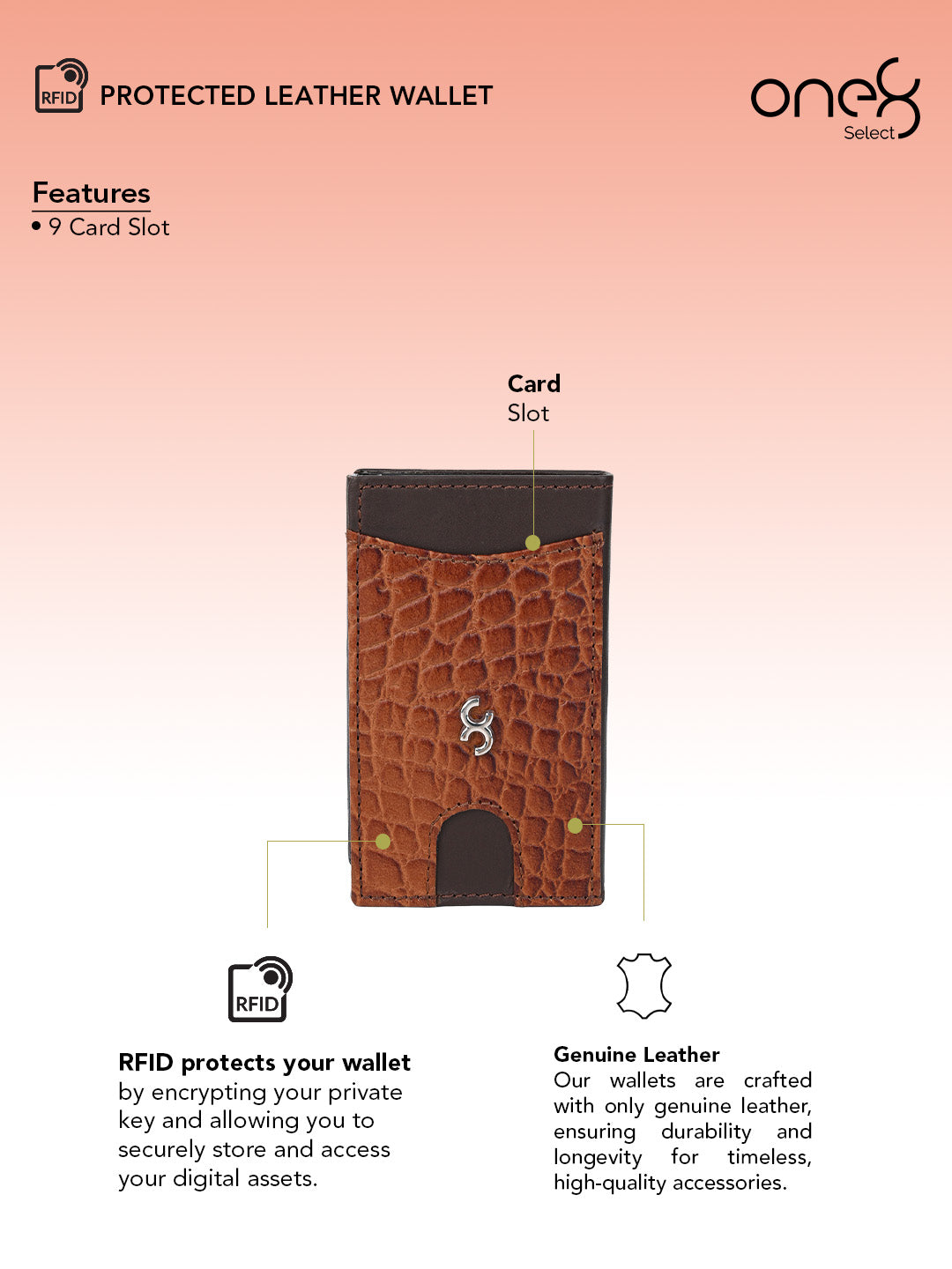 Tan Pop-Up Card Holder with Crocodile-Embossed Leather Cover