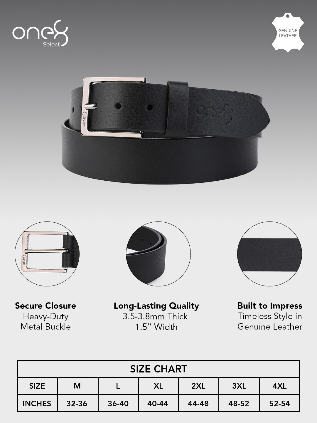 Classic Black Leather Belt with Silver Buckle