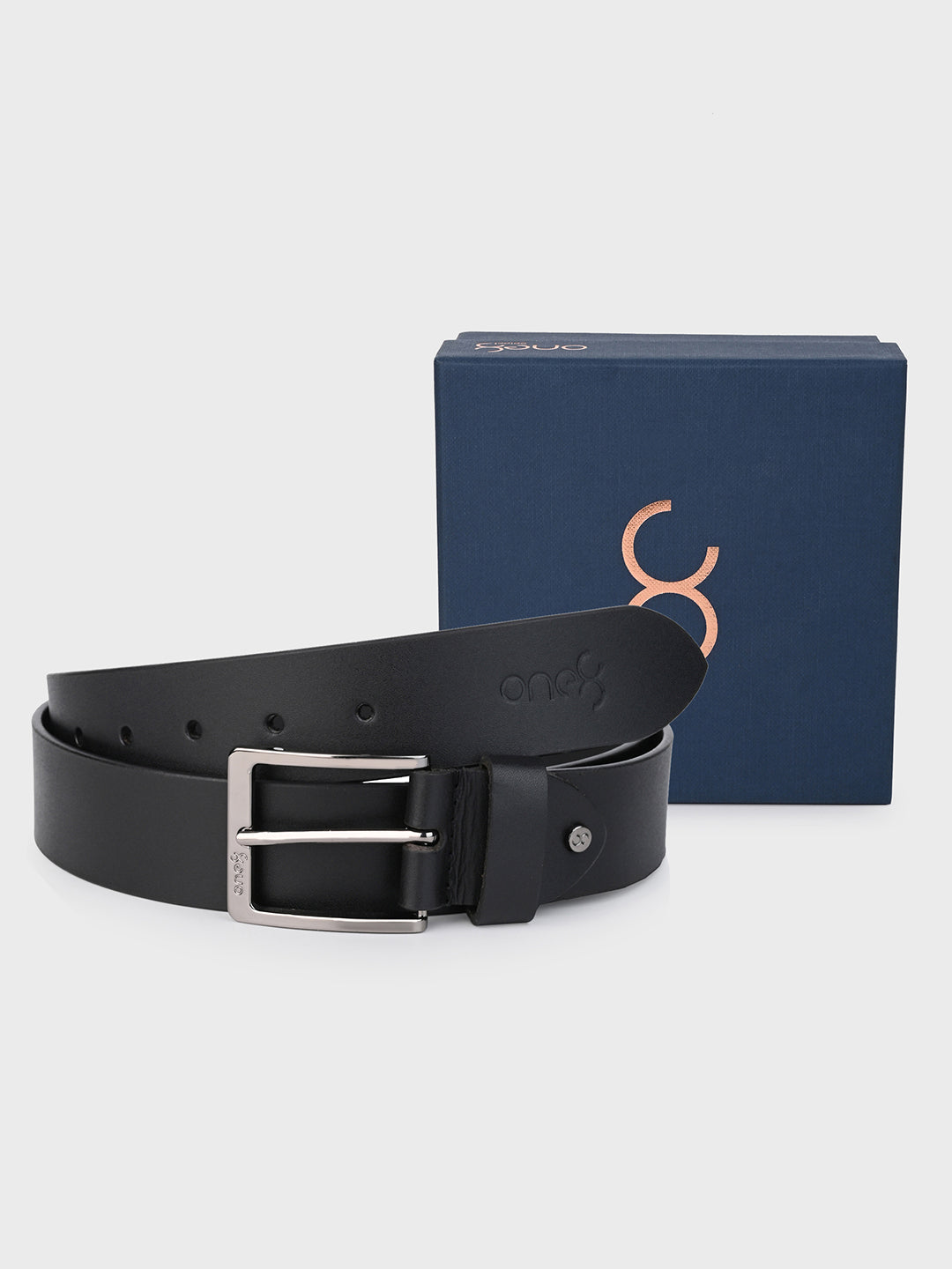 Classic Black Leather Belt with Silver Buckle