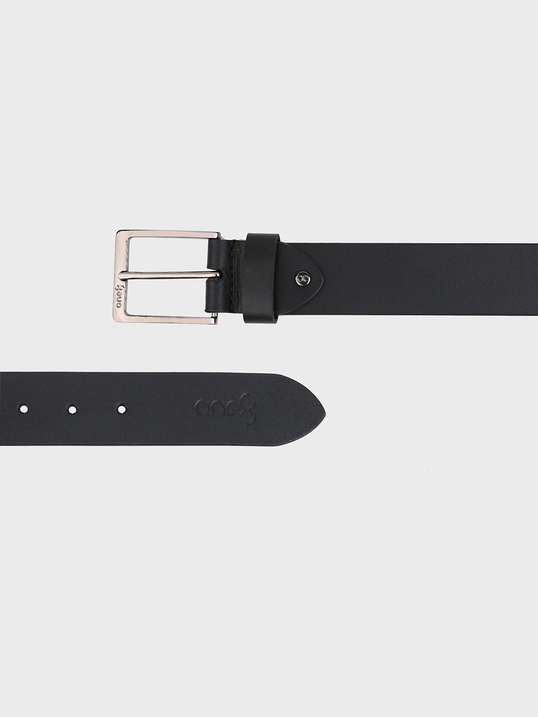 Classic Black Leather Belt with Silver Buckle