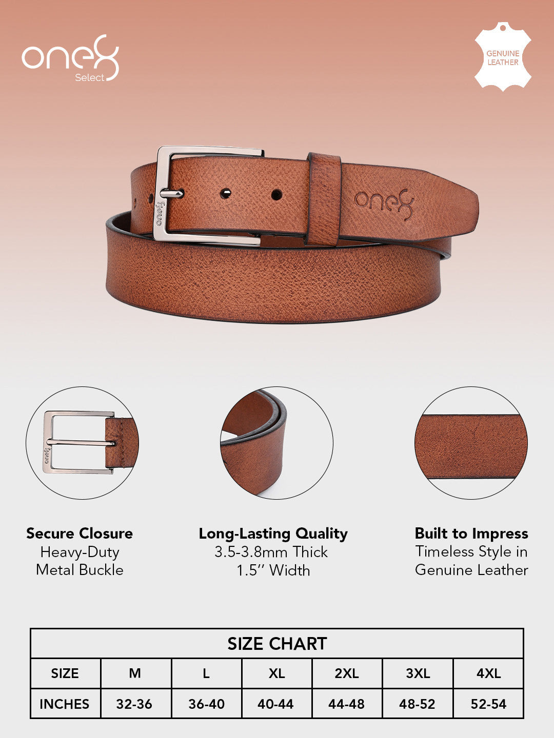 Classic Tan Leather Belt with Silver Buckle