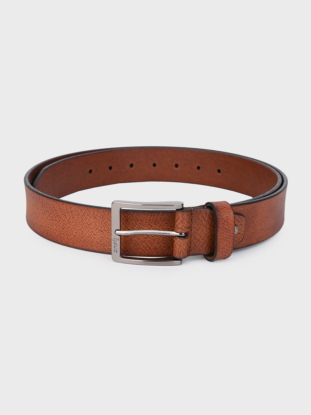 Classic Tan Leather Belt with Silver Buckle