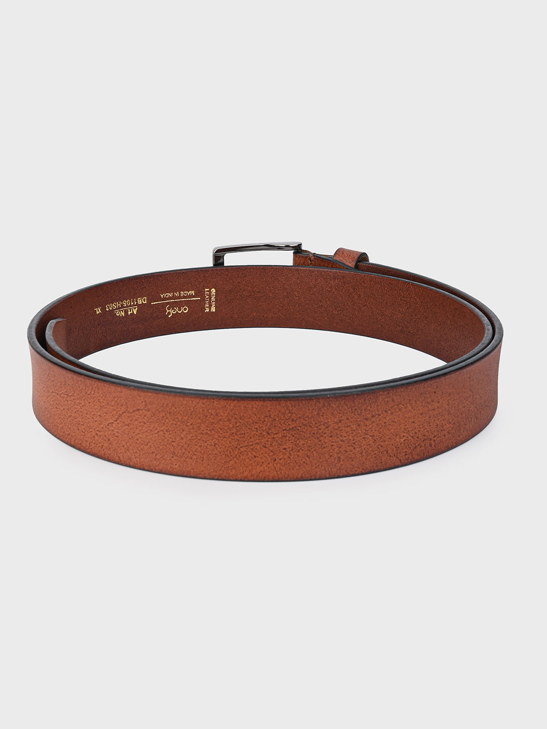 Classic Tan Leather Belt with Silver Buckle