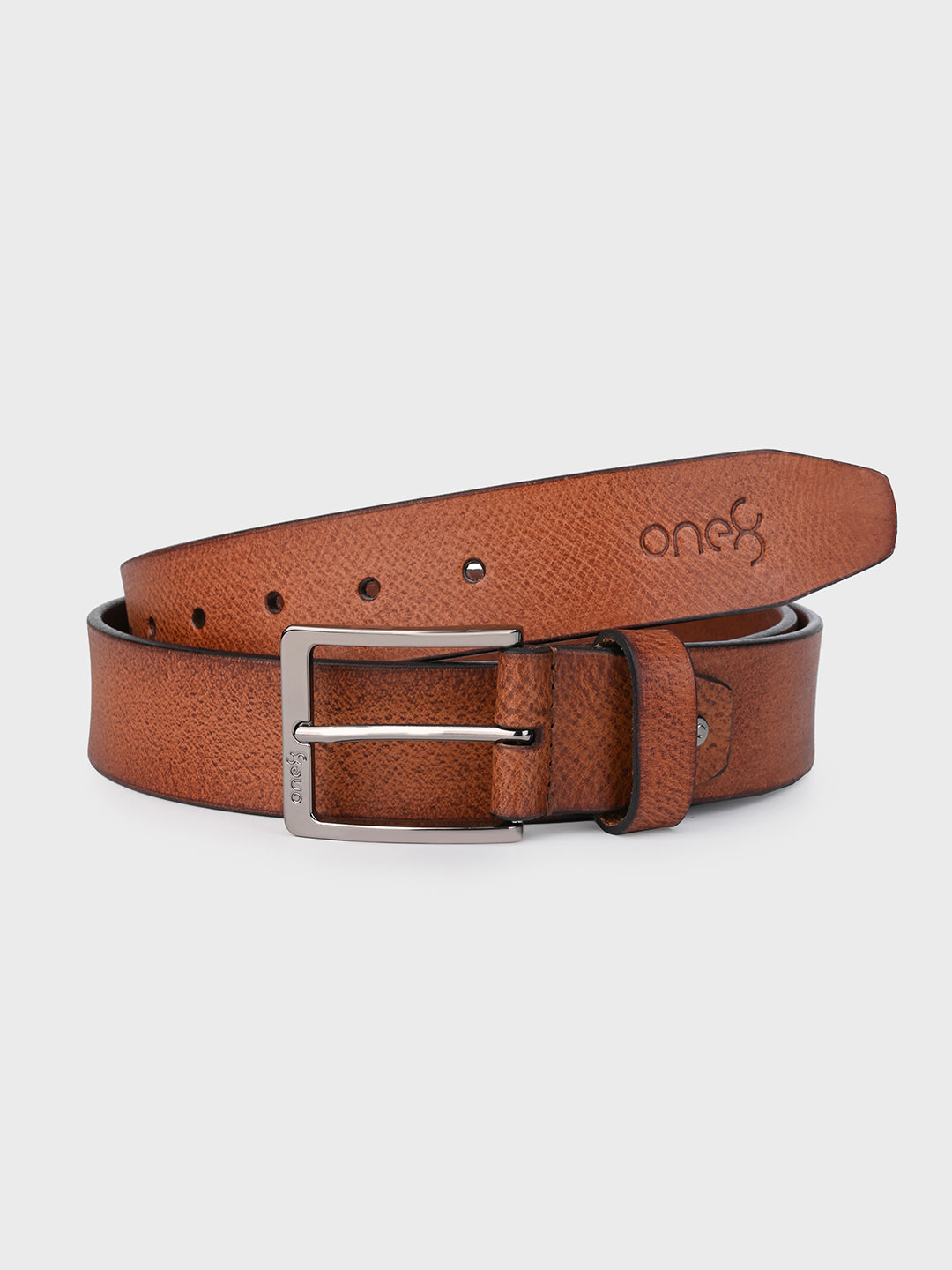 Classic Tan Leather Belt with Silver Buckle