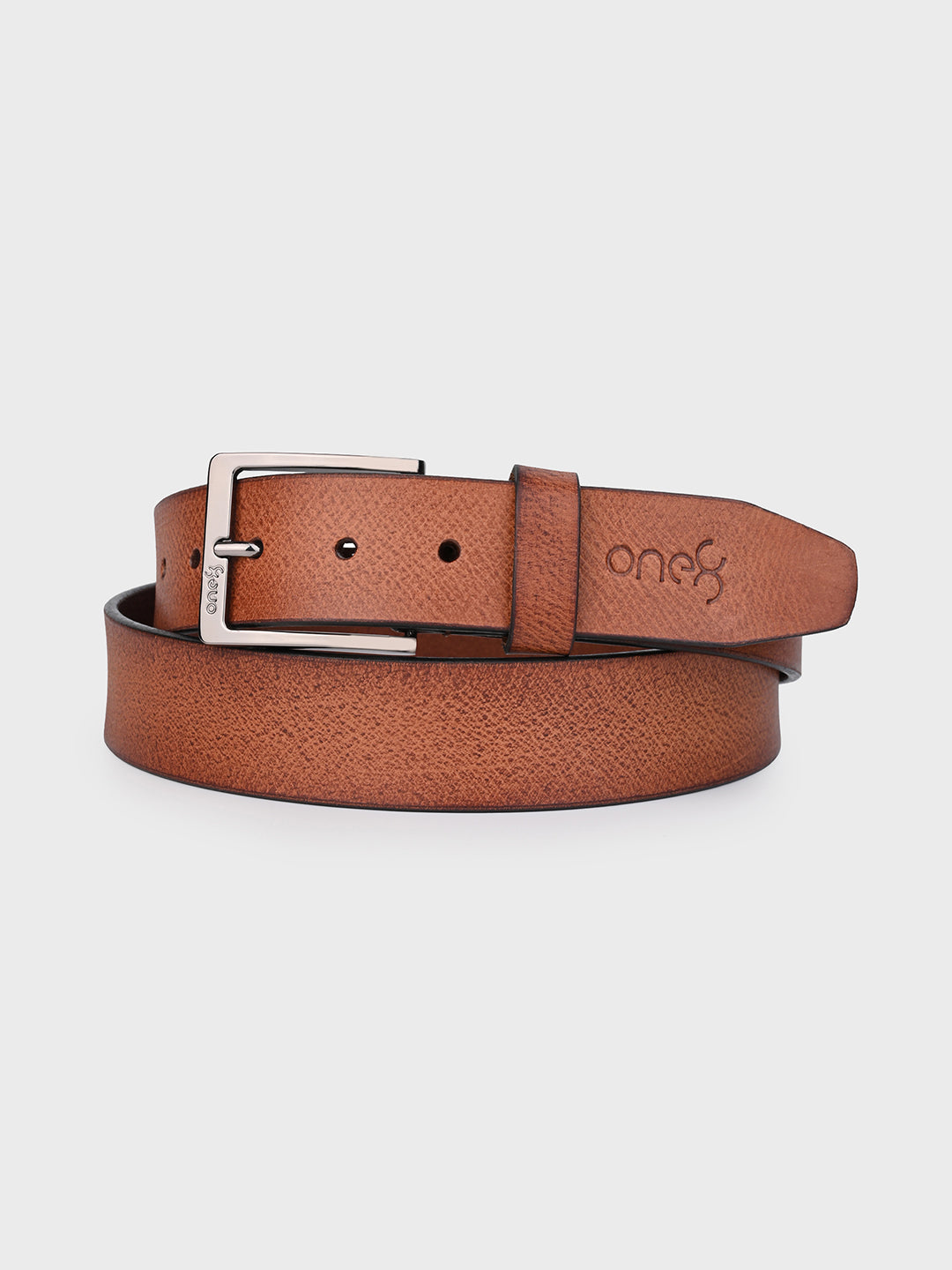 Classic Tan Leather Belt with Silver Buckle