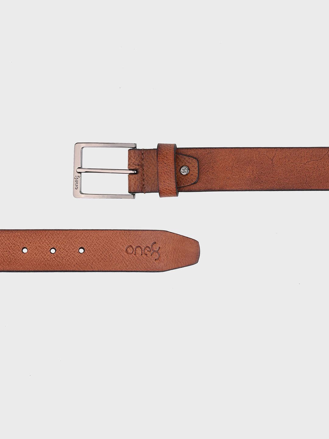 Classic Tan Leather Belt with Silver Buckle