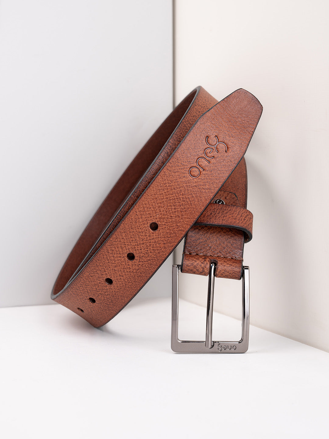 Classic Tan Leather Belt with Silver Buckle