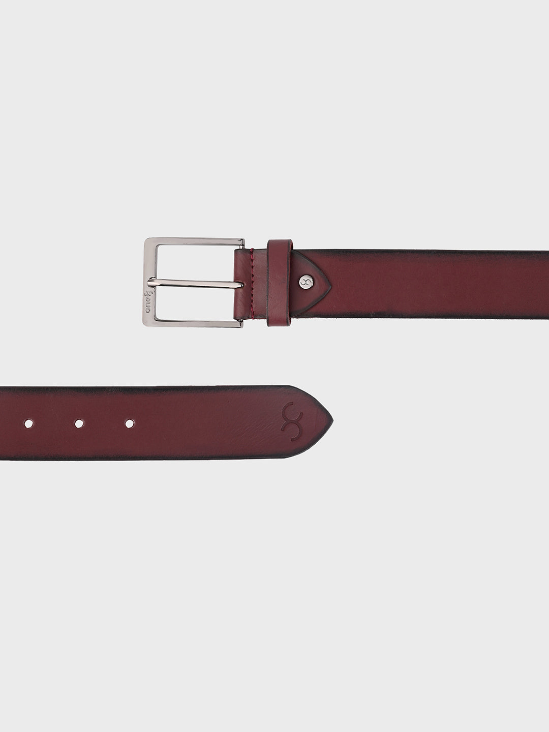 Cherry Classic Leather Belt with Silver Buckle