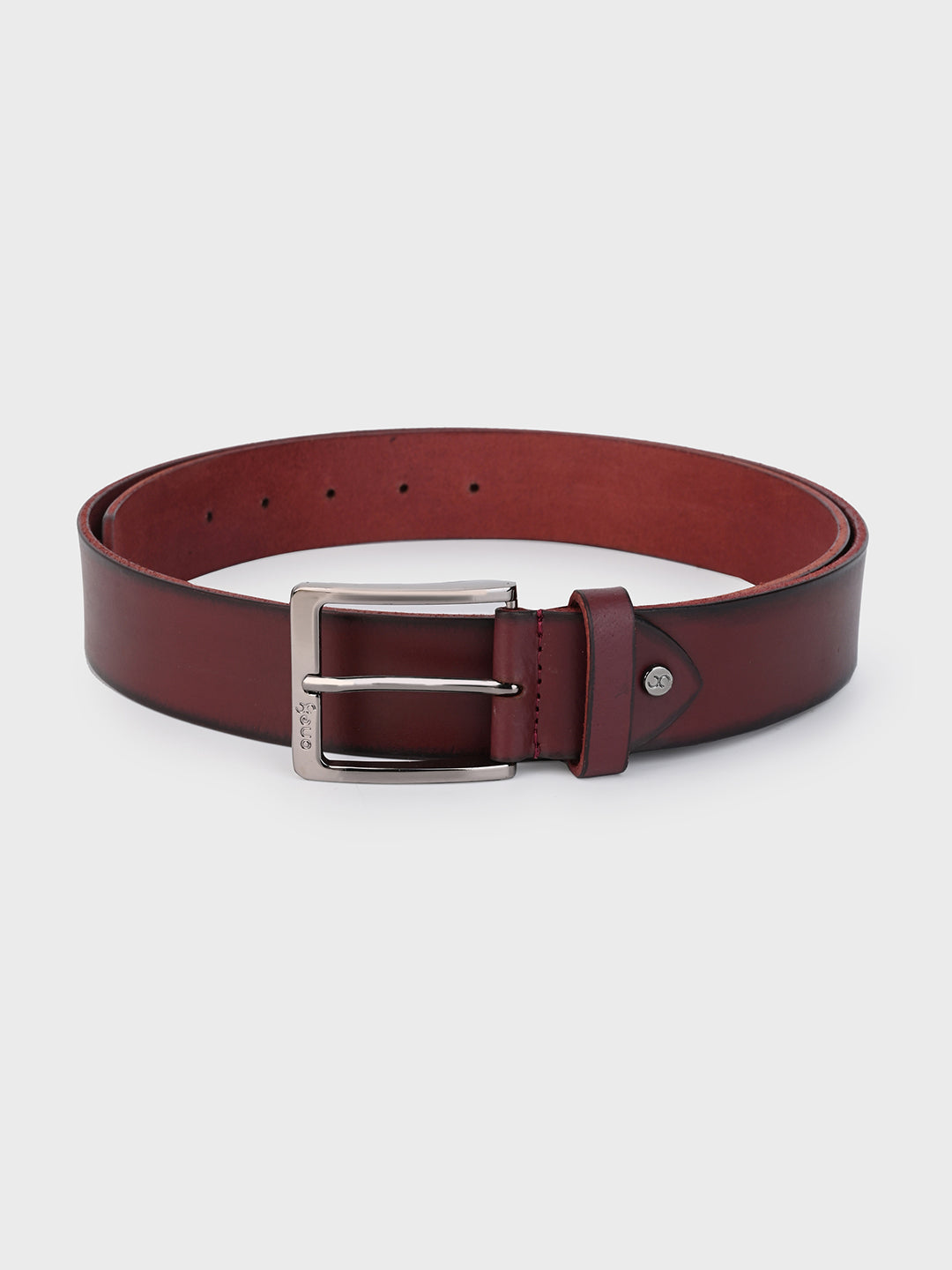 Cherry Classic Leather Belt with Silver Buckle