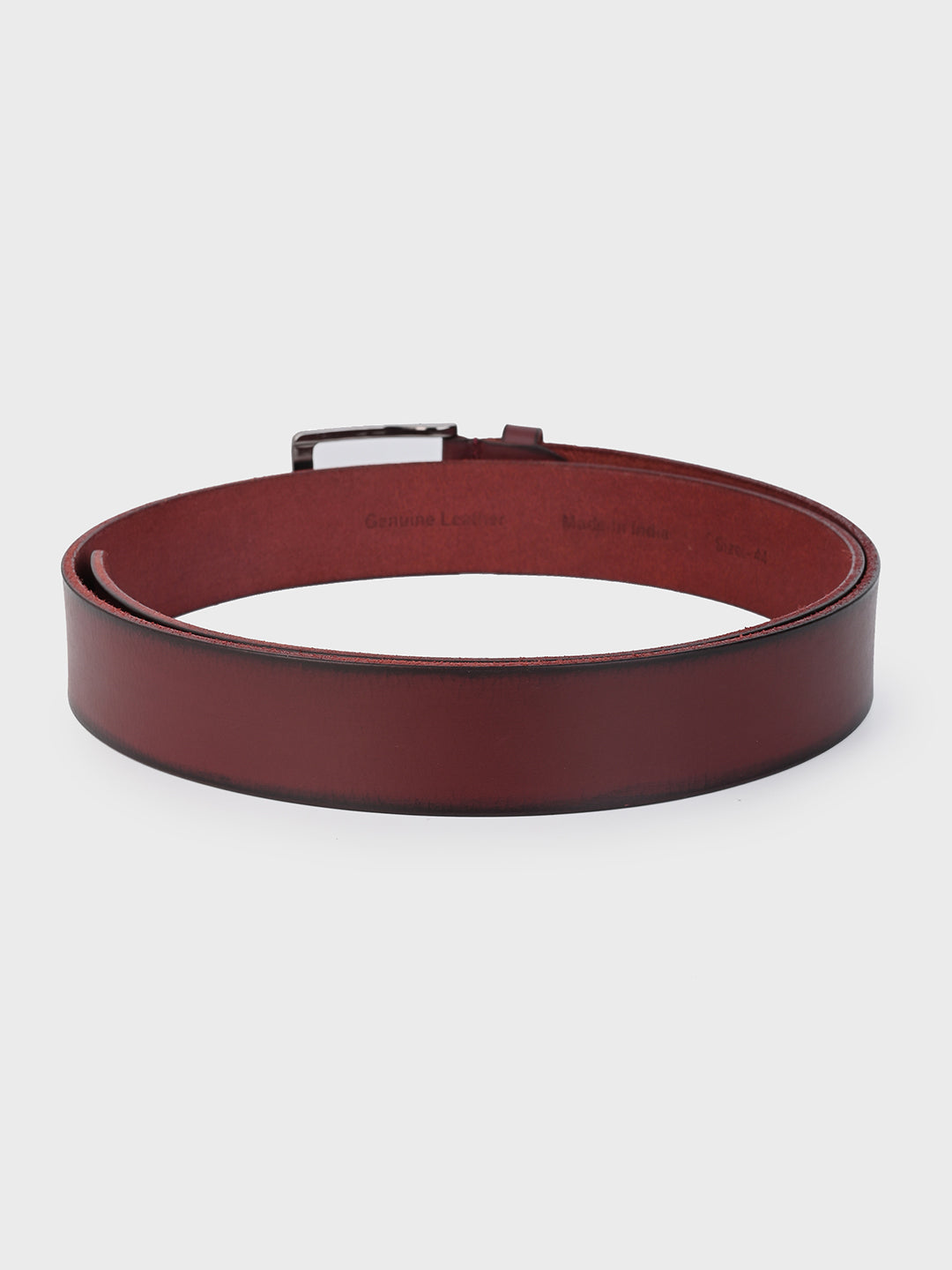 Cherry Classic Leather Belt with Silver Buckle