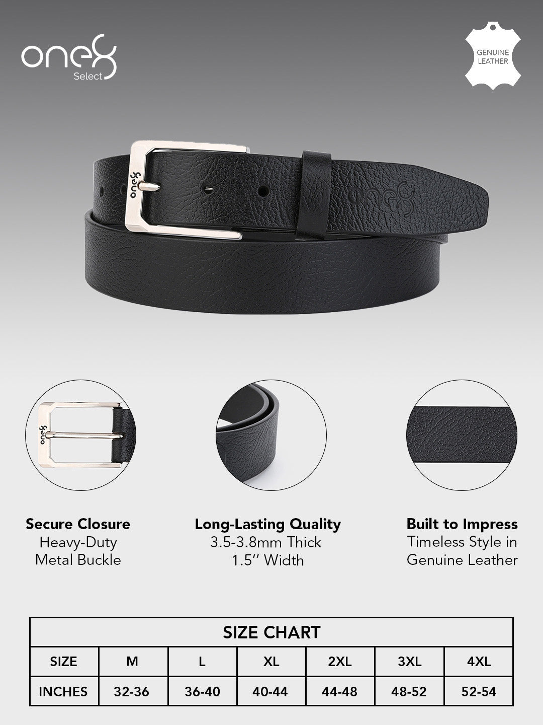 Textured Black Leather Belt with Silver Buckle