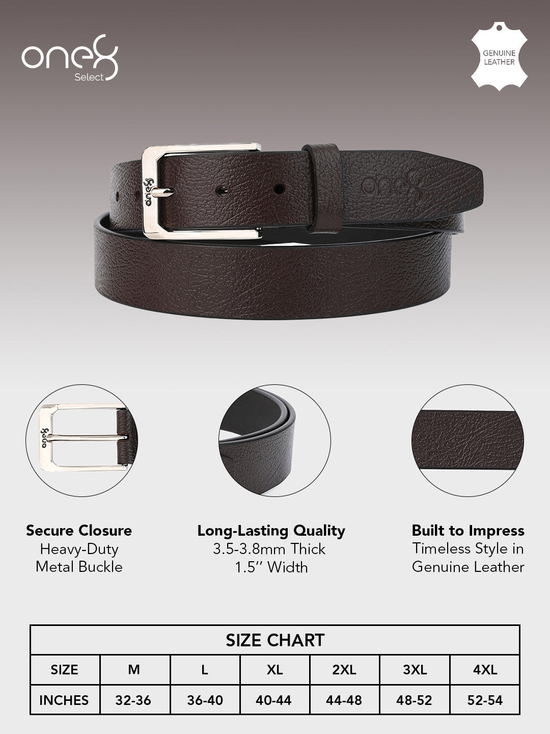 Textured Brown Leather Belt with Silver Buckle