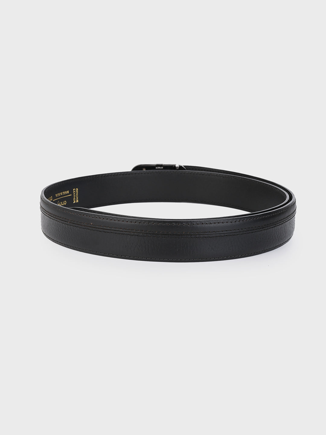 Black Sleek Silver Buckle Leather Belt