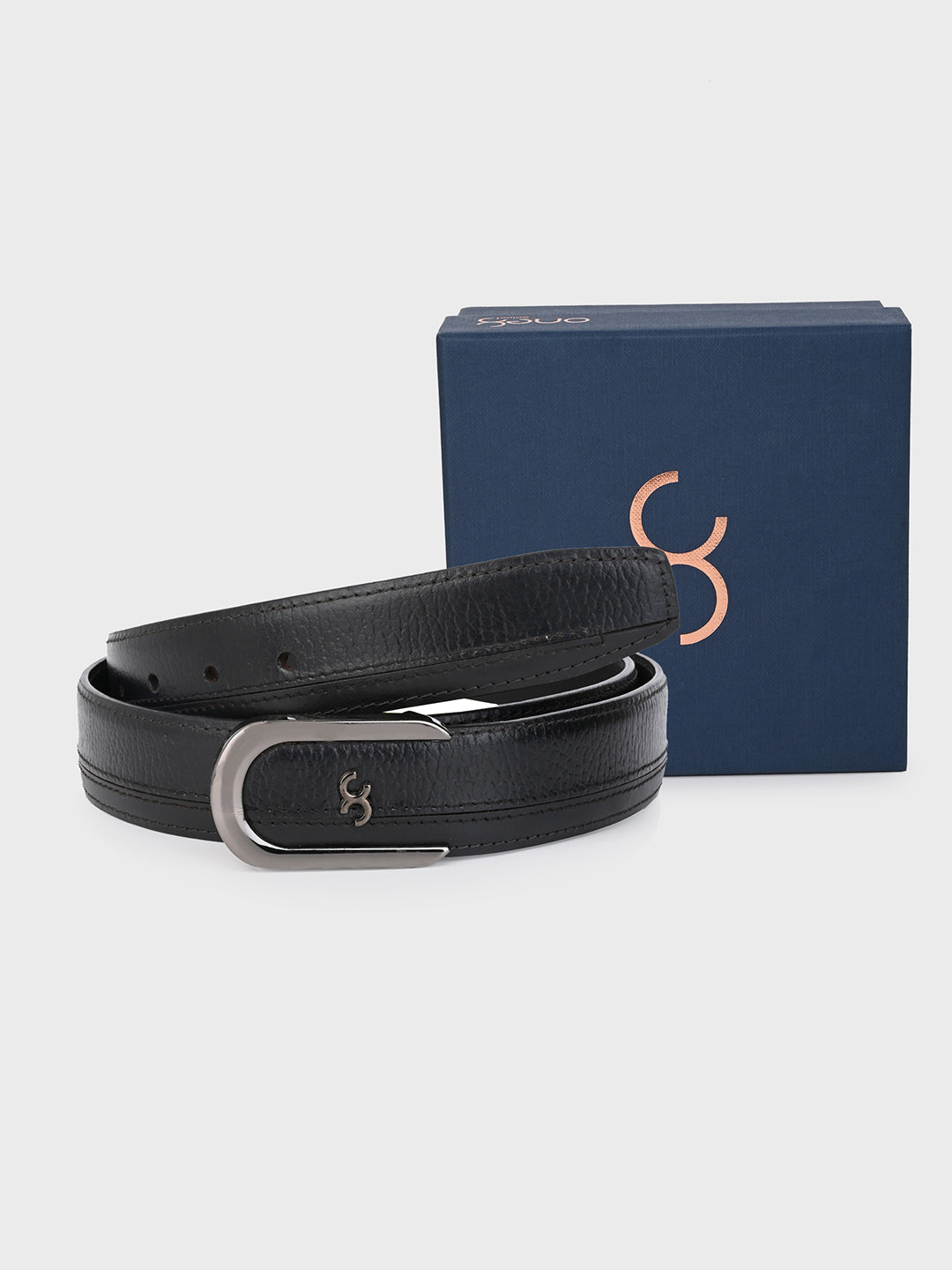 Black Sleek Silver Buckle Leather Belt