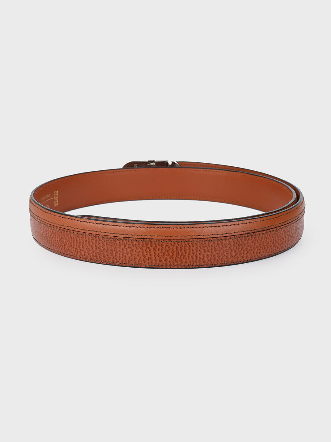 Brown Sleek Silver Buckle Leather Belt