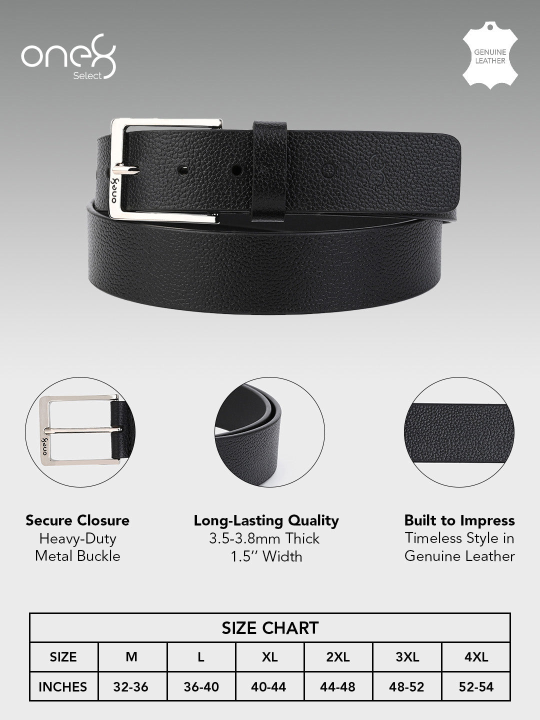 Textured Black Leather Belt with Silver Buckle