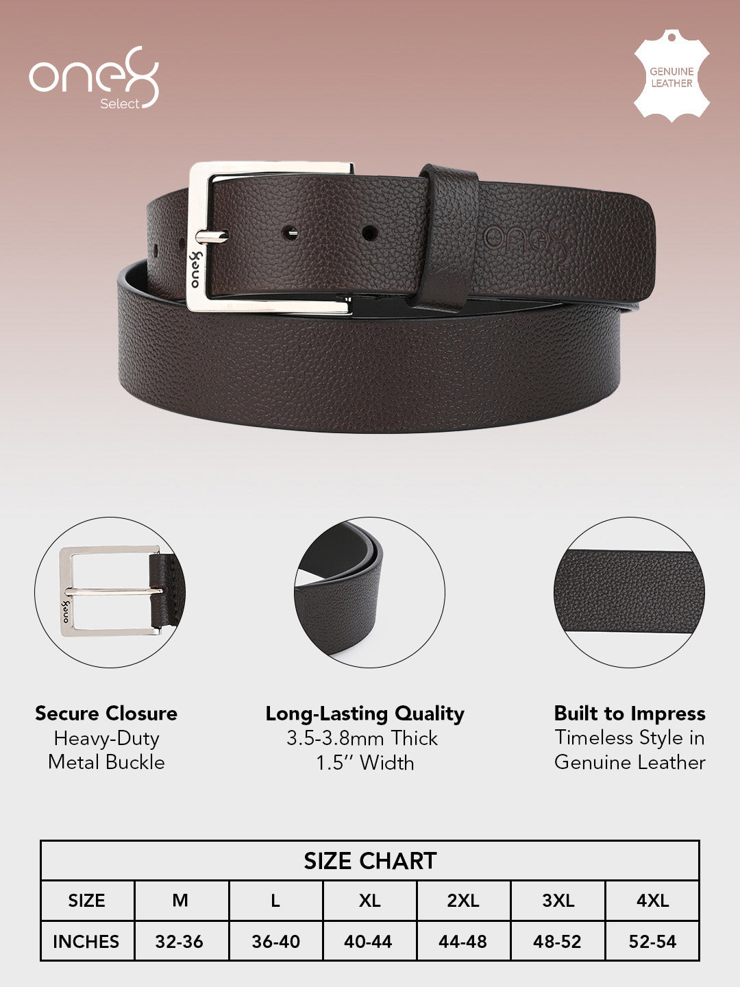 Textured Brown Leather Belt with Silver Buckle