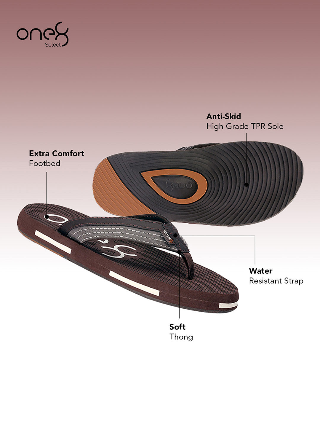 Brown Urban Stride Flip Flops