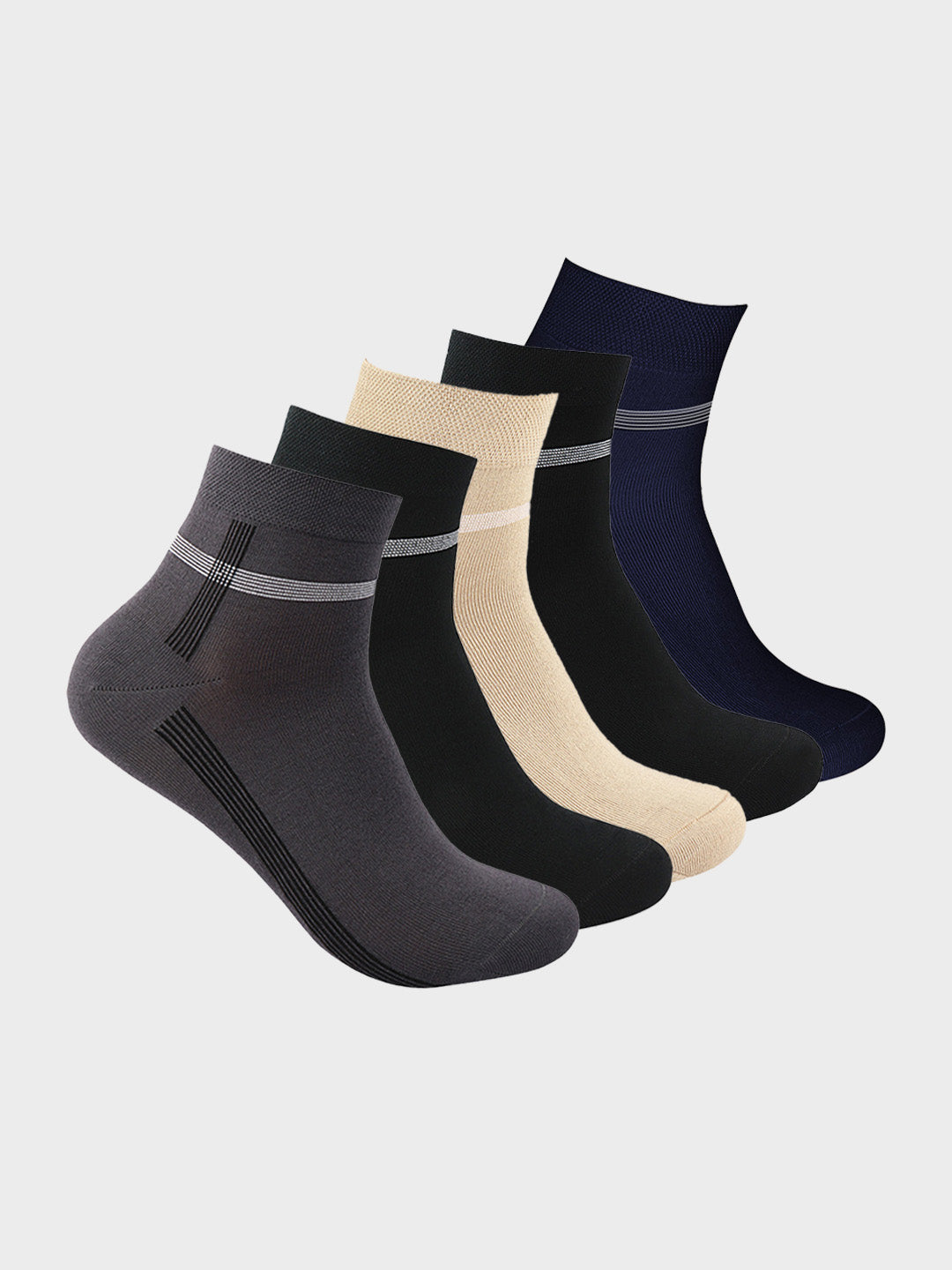 Striped Mercerized Ankle Socks (Pack of 5)