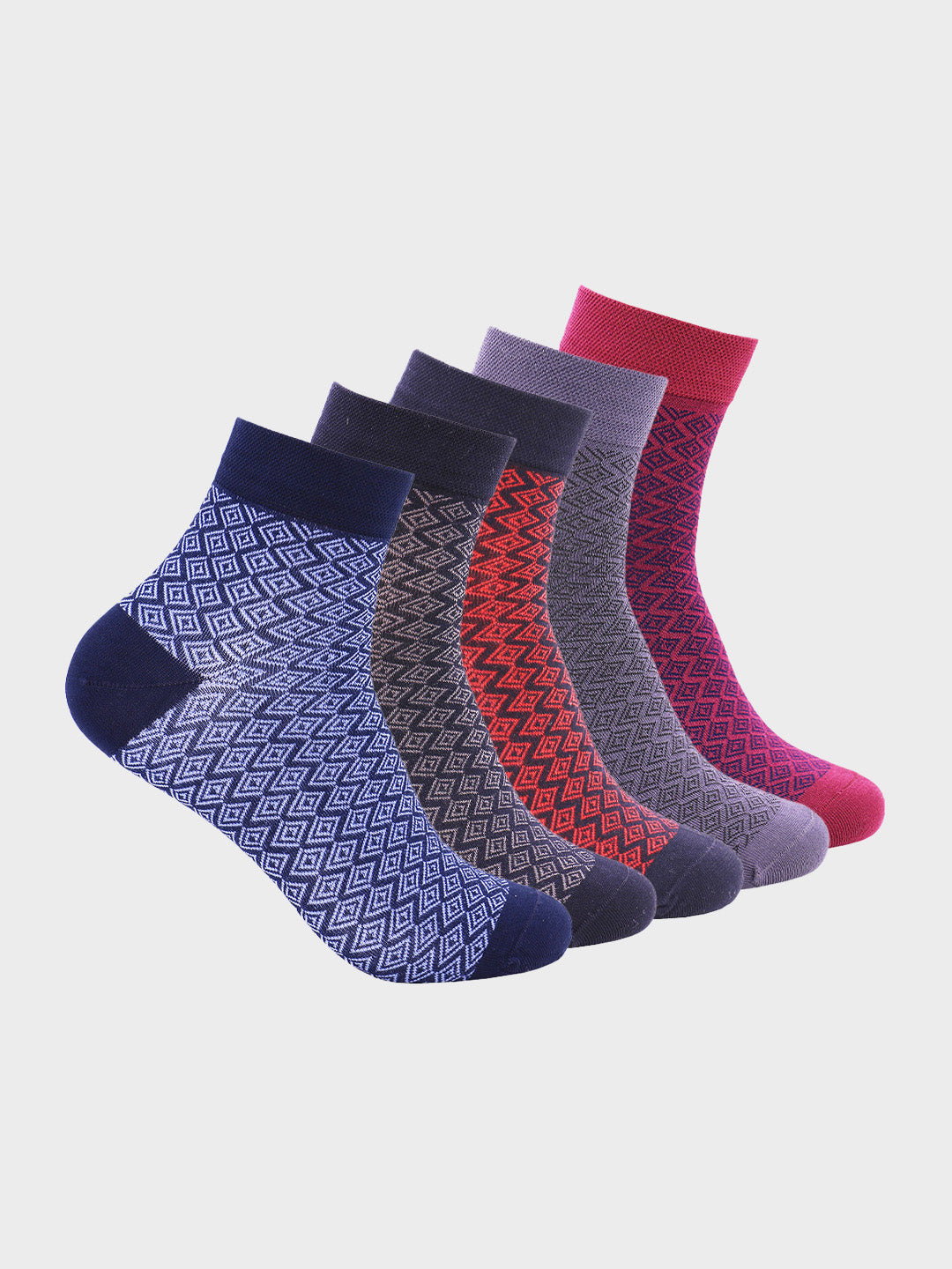 Geometric Mercerized Ankle Socks (Pack of 5)