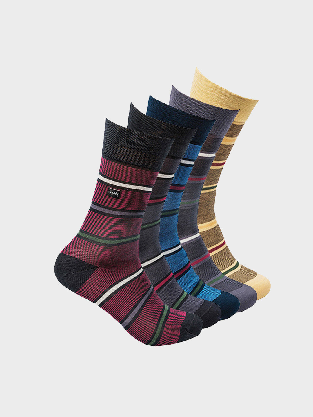 Mercerized Horizontal Stripe Crew Socks (Pack of 5)