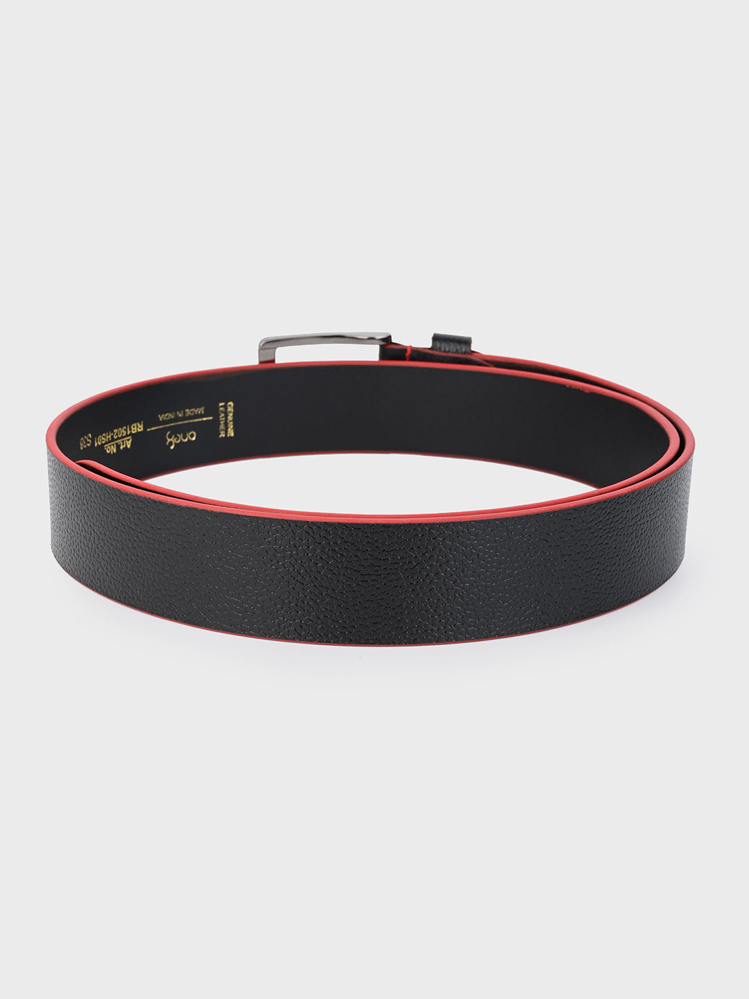 One8 Black Two-Tone Leather Belt with Gun Metal Buckle