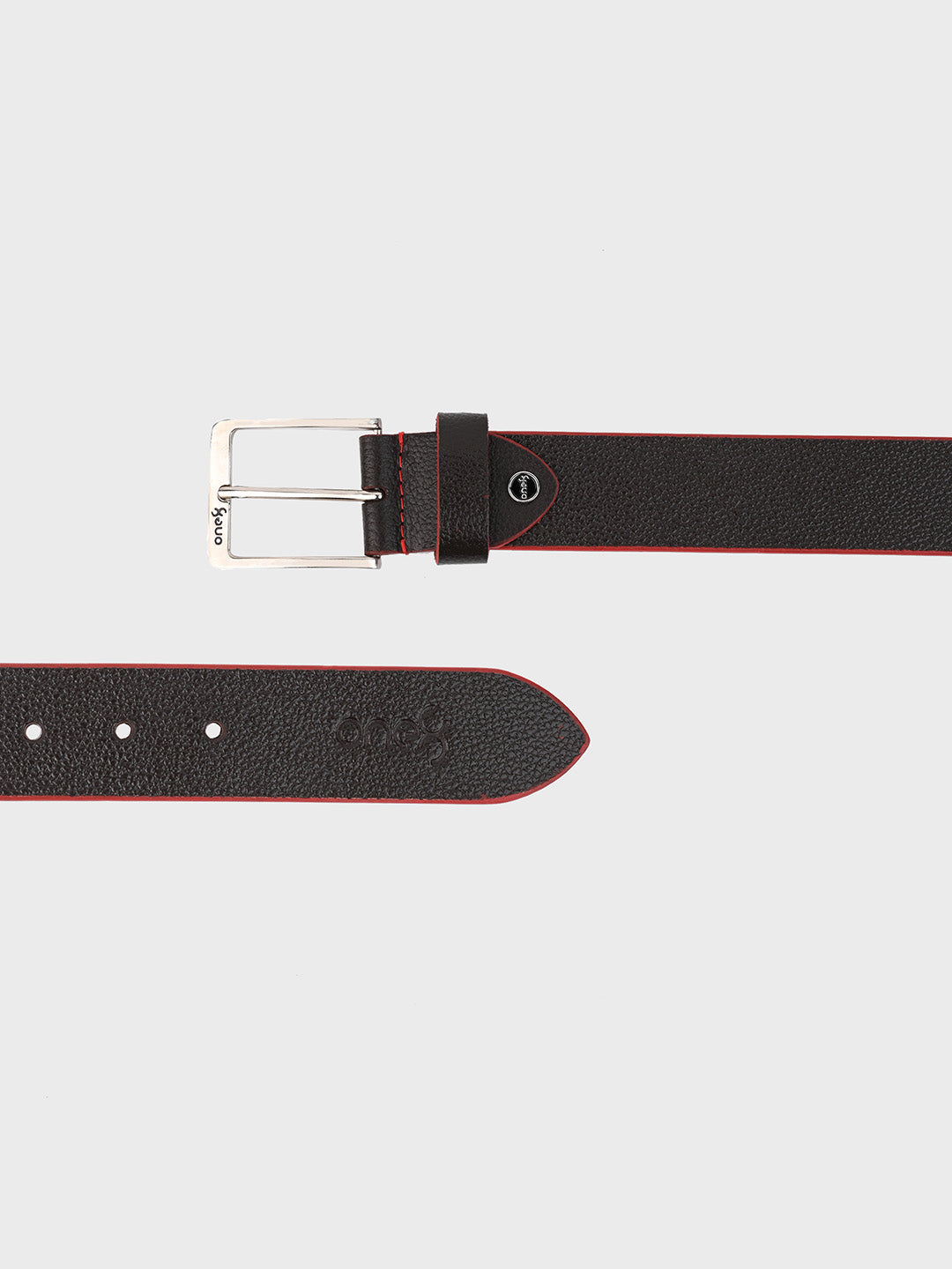 Brown Two-Tone Leather Belt with Nickel Buckle