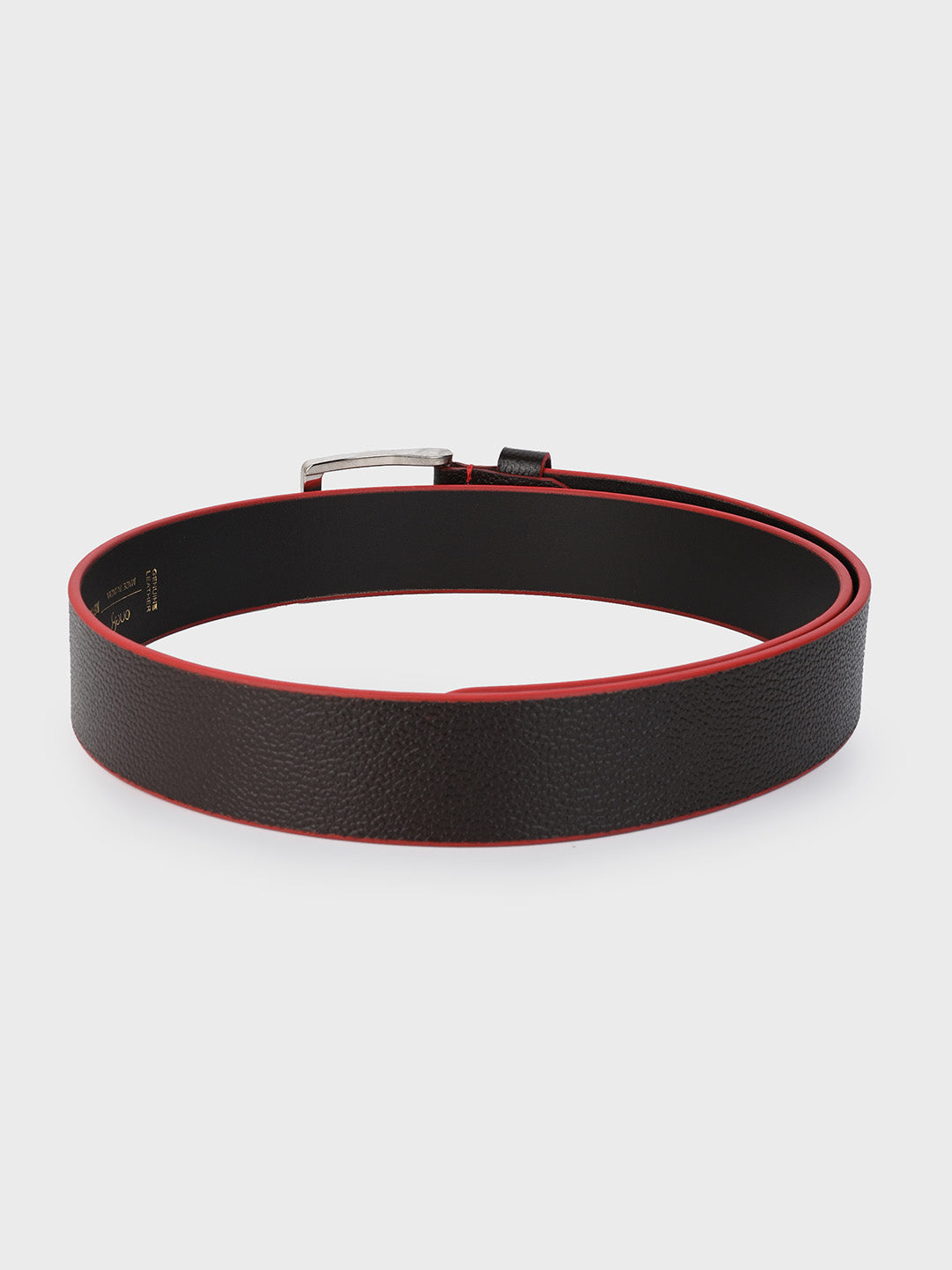 Brown Two-Tone Leather Belt with Nickel Buckle