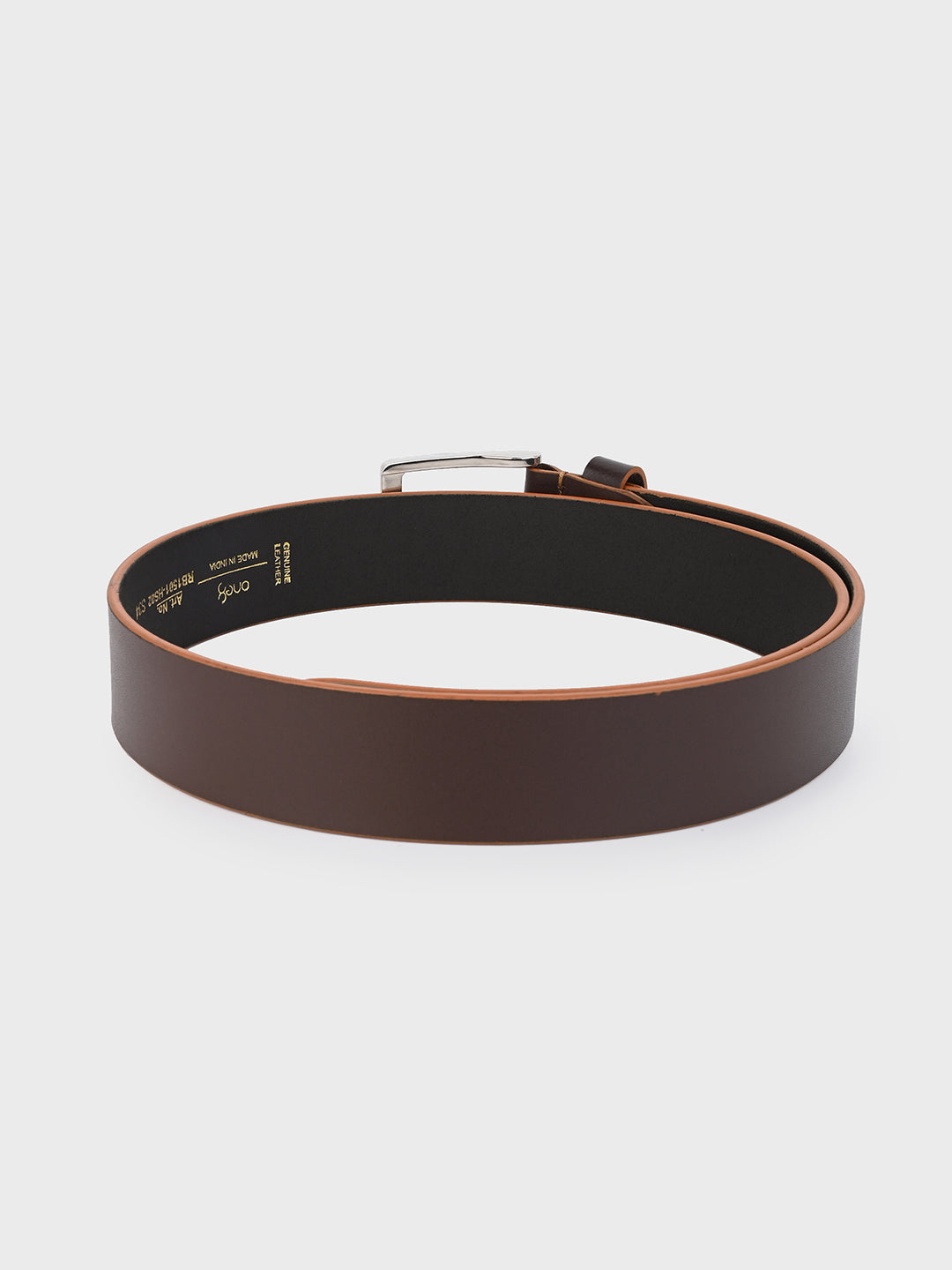 Brown Two-Tone Leather Belt with Nickel Buckle