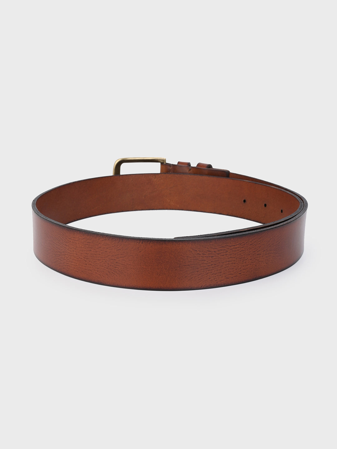 One8 Tan Classic Leather Belt with Gold-Tone Buckle