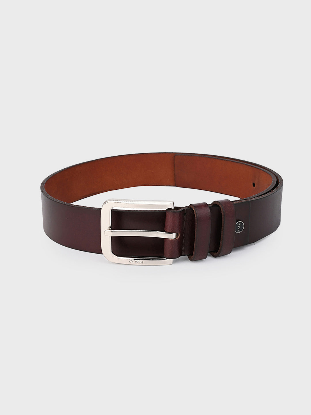 One8 Cherry Classic Leather Belt with Gunmetal Buckle